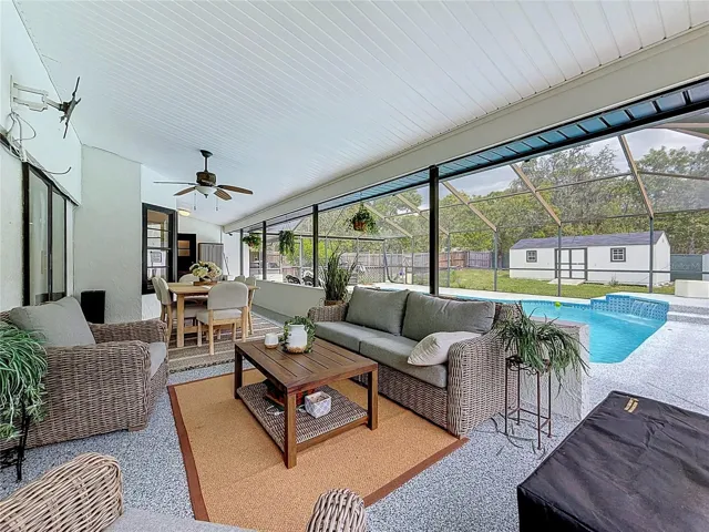 Large covered, enclosed patio for entertaining.