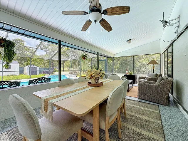 Large covered, enclosed patio for entertaining.