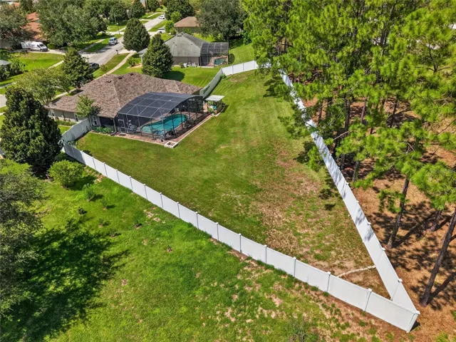 Aerial of fully fenced backyard