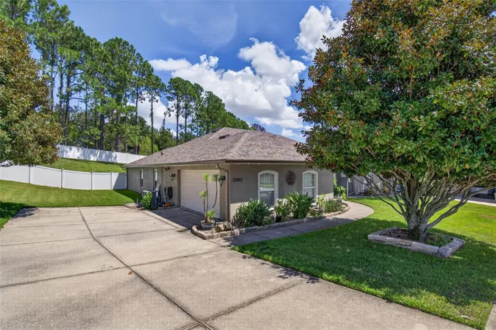 Extended driveway and side-entry garage