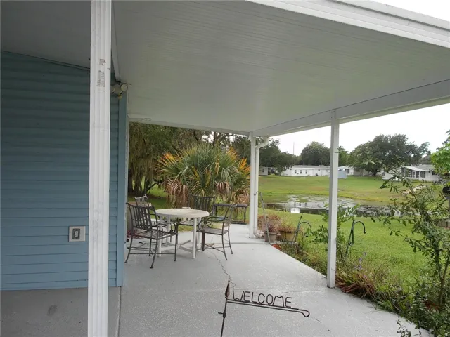 Patio overlooking pond