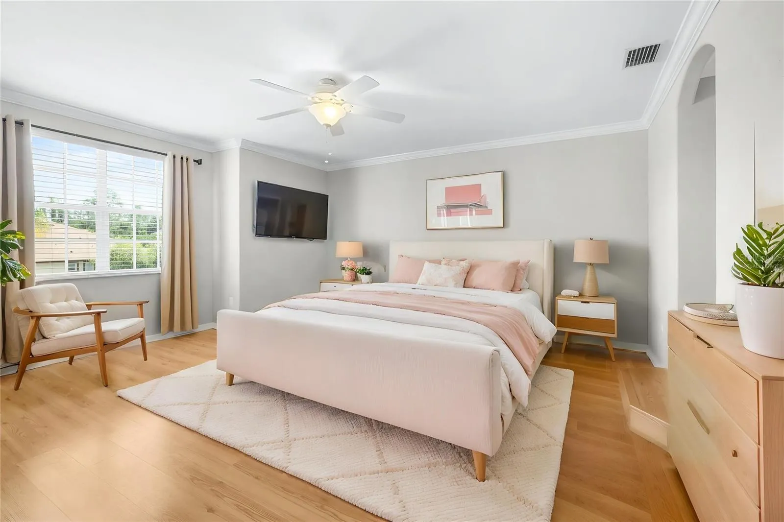 Virtually staged primary suite