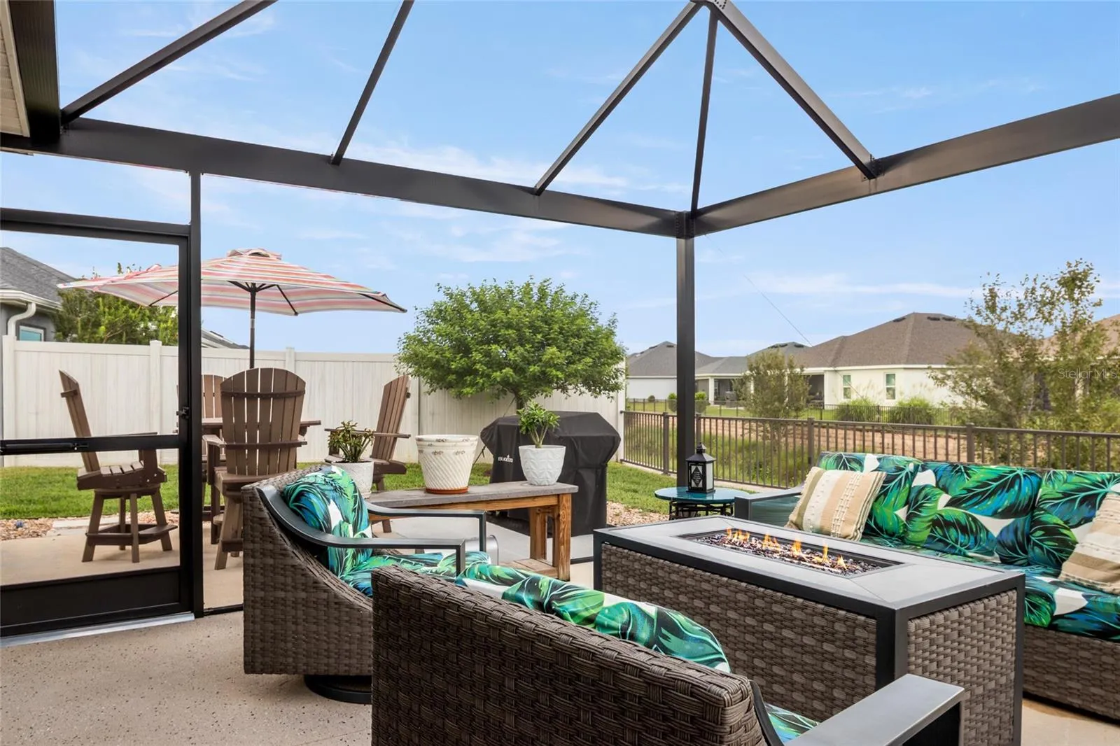 Enjoy time on the screened in lanai with your morning cup of coffee or happy hour with friends.  Enjoying the beauty that surrounds this property.