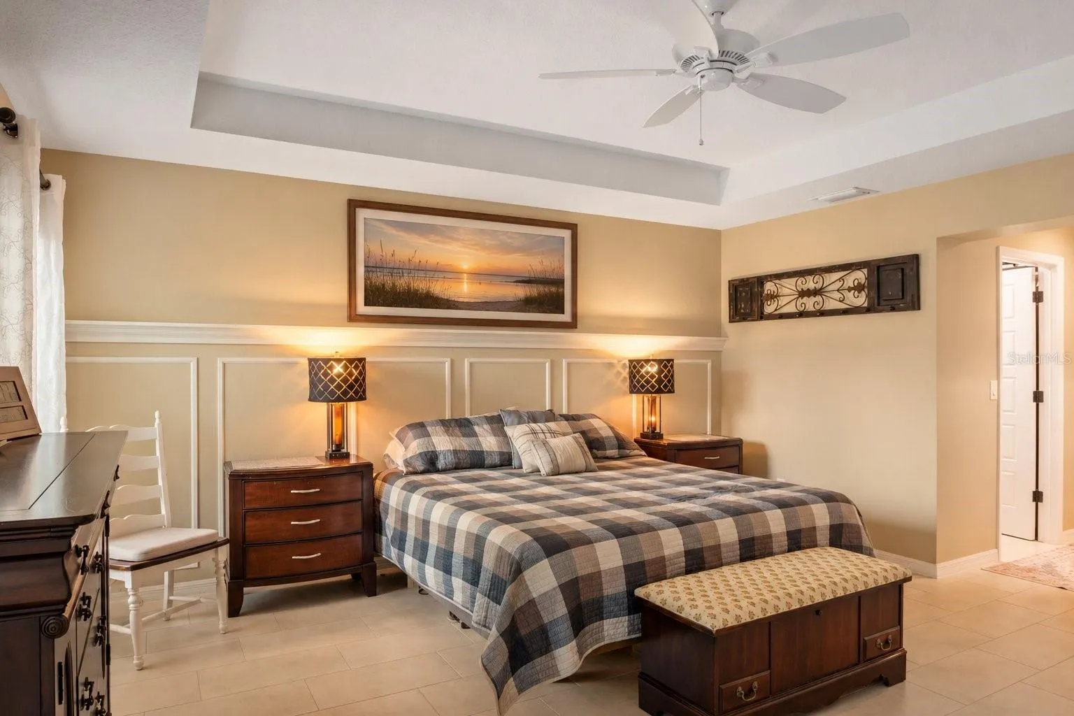 Decorative Molding and trey ceilings in Primary Bedroom.