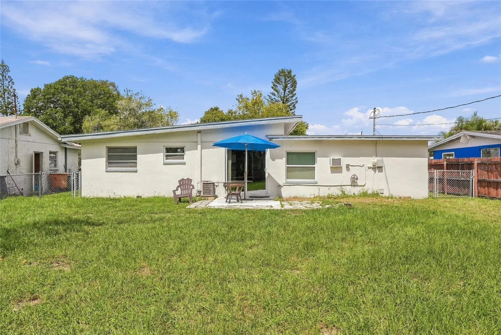 Large fenced backyard