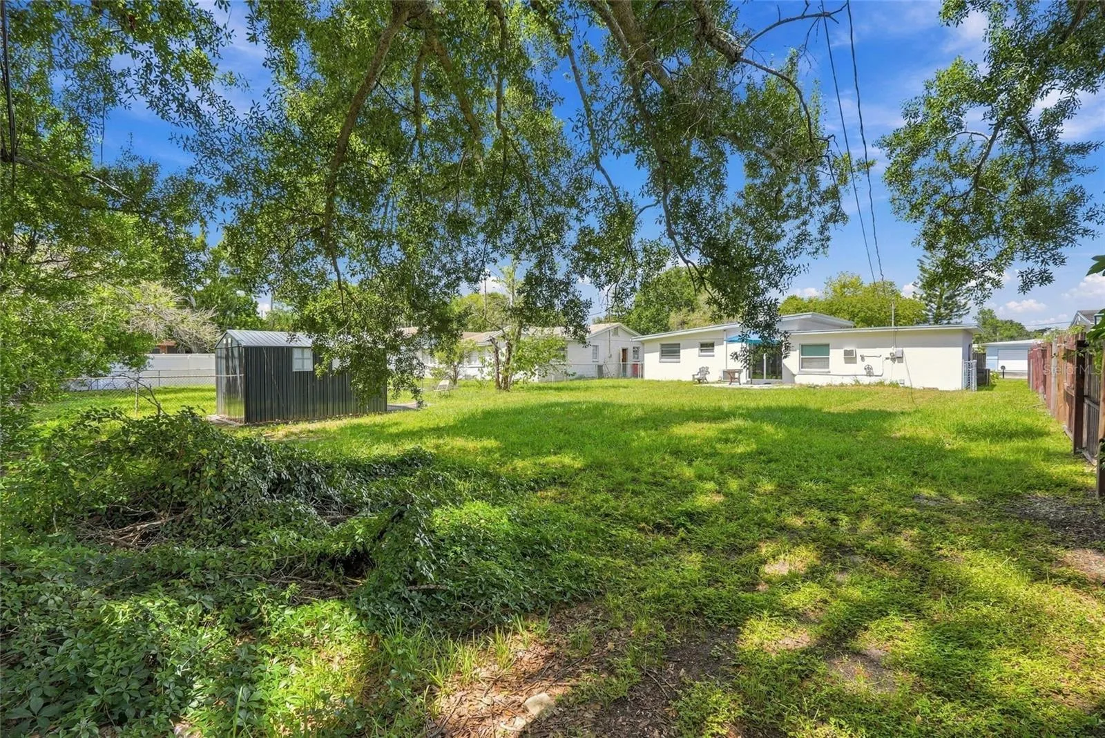 fenced backyard