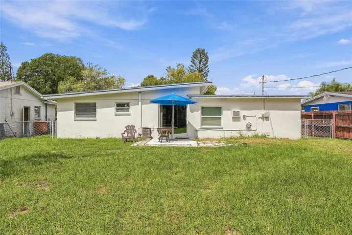 Large fenced backyard