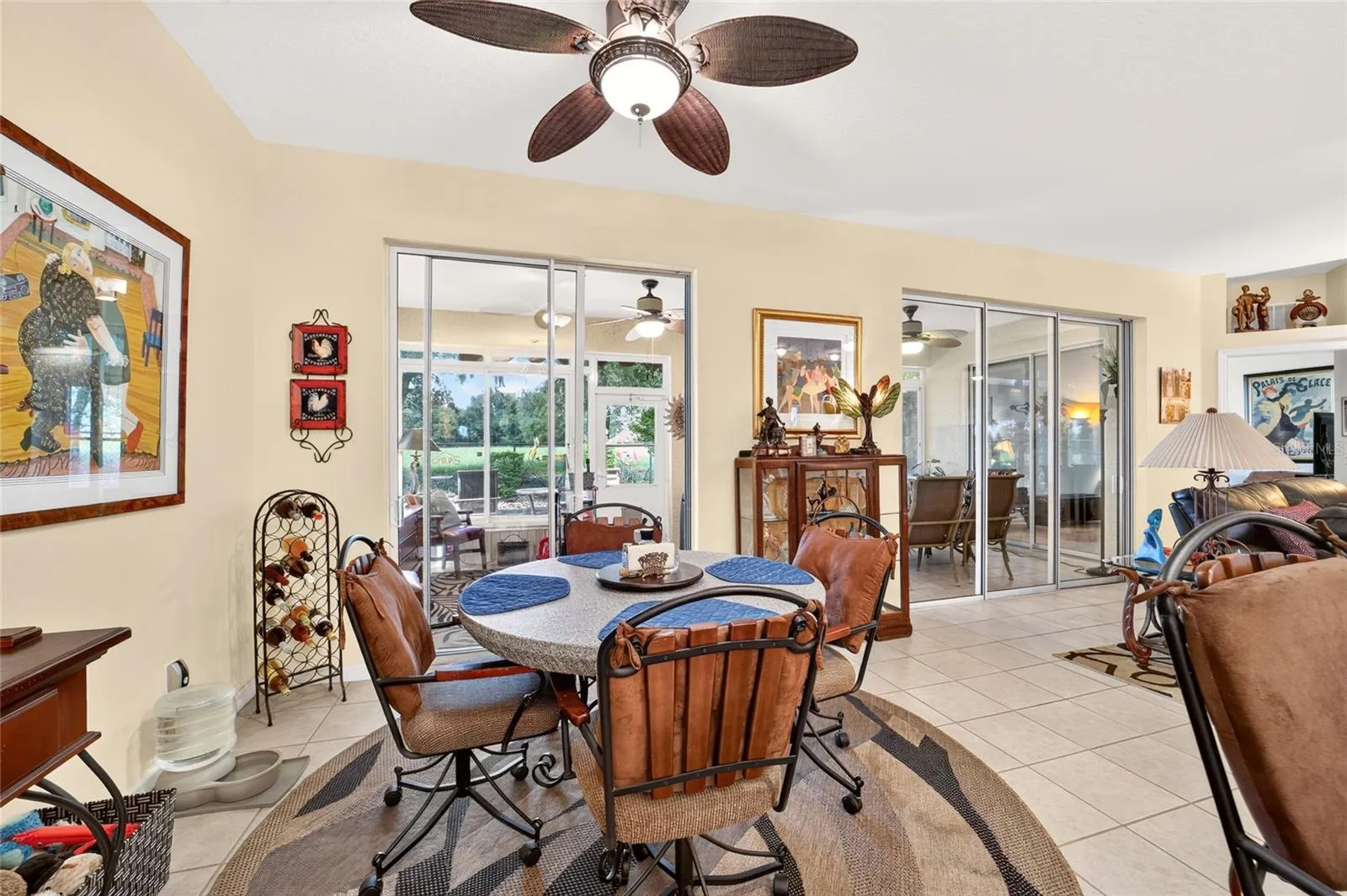 Dining area with views of the pasture