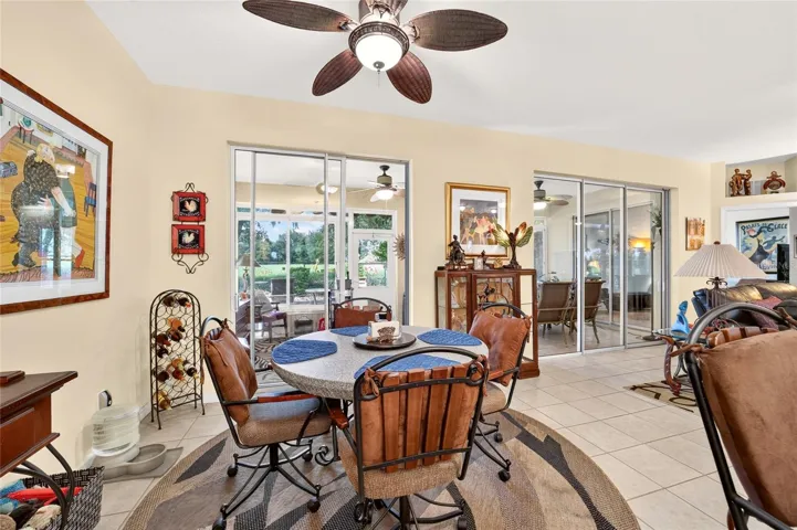 Dining area with views of the pasture