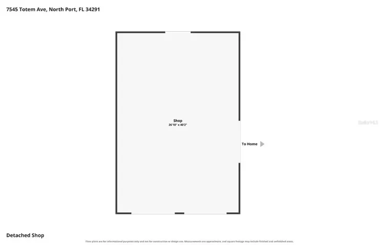 Floor plan - detached shop 26'10" x 40'2" (approximate)