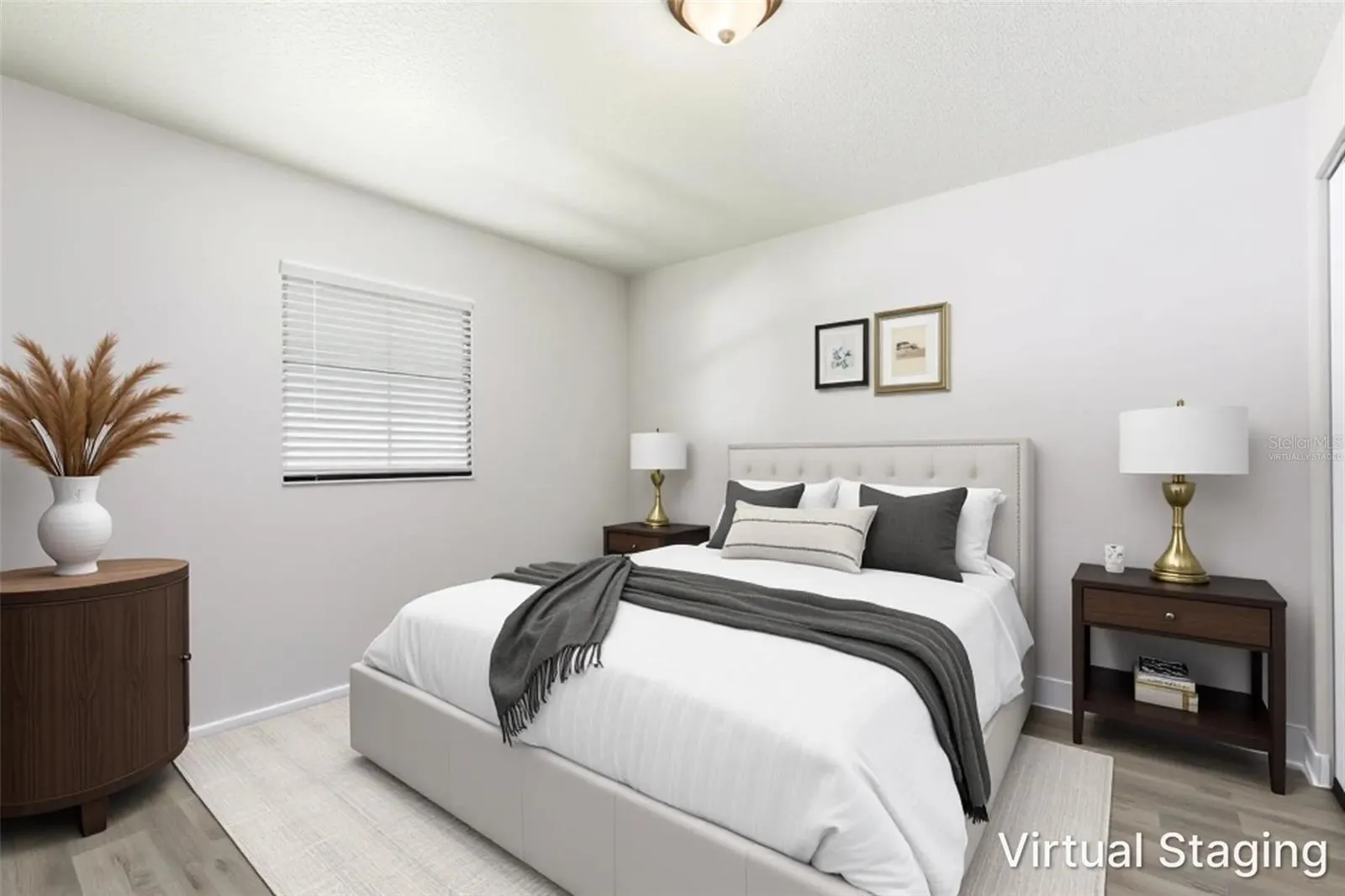 Virtually staged Bedroom