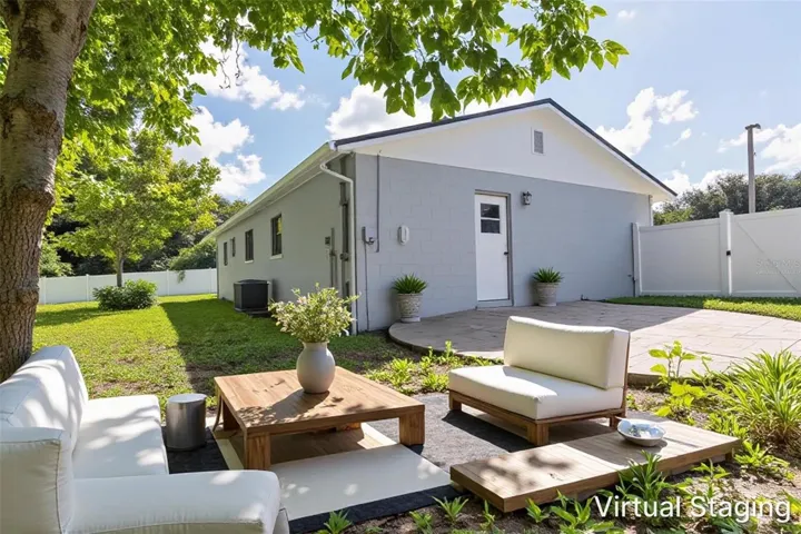 Virtually staged outdoor space