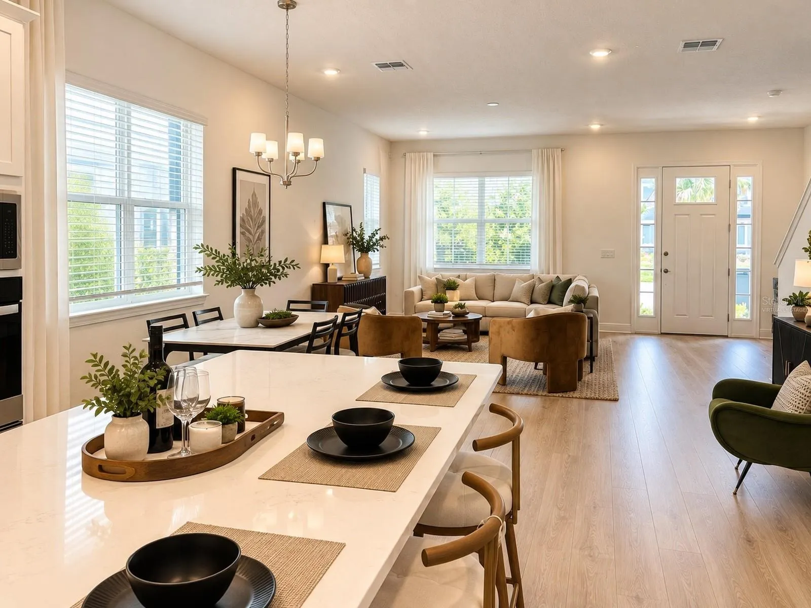 Open concept. Kitchen. Virtually staged