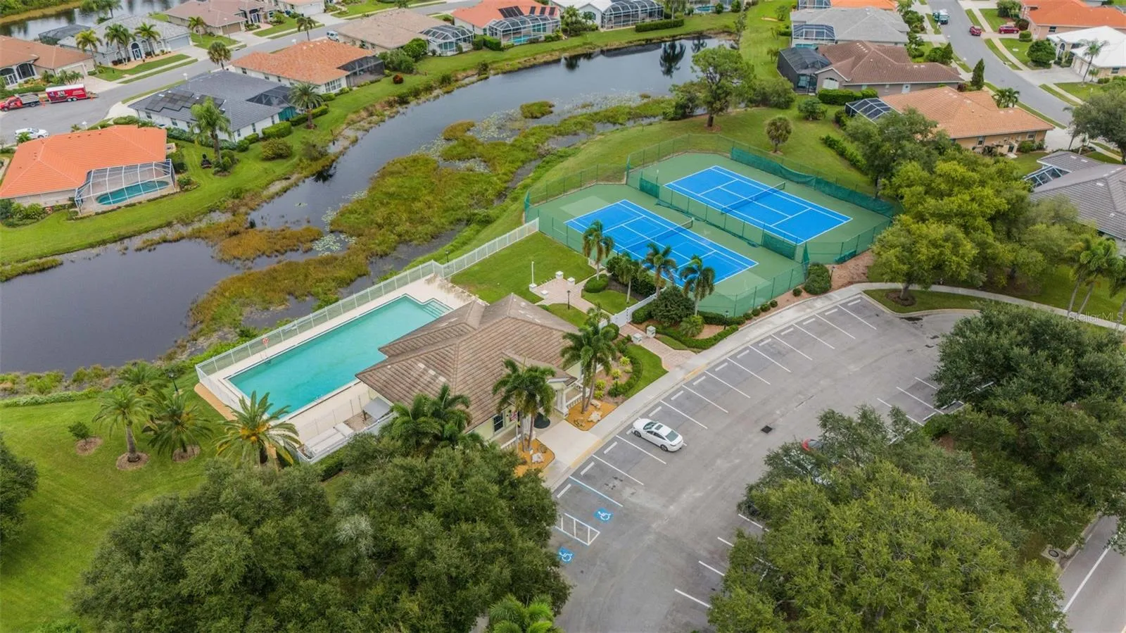 Clubhouse, pool and tennis/pickleball courts