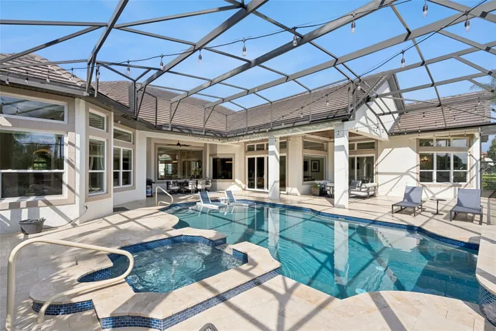 Covered LanaiExpansive covered lanai featuring beautiful tongue-and-groove wood ceilings and plenty of room for outdoor dining and relaxation.Pool AreaUpdated screened pool featuring a pebble-finish interior, sun shelf, glass tile, travertine decking, updated equipment and a pool heater.Backyard and Water ViewsEnjoy tranquil water and conservation views from the private backyard, with the Wekiva Preserve creating a peaceful natural backdrop.Outdoor LivingA beautiful Florida outdoor-living retreat with a spacious covered lanai, updated pool and serene water and conservation views.