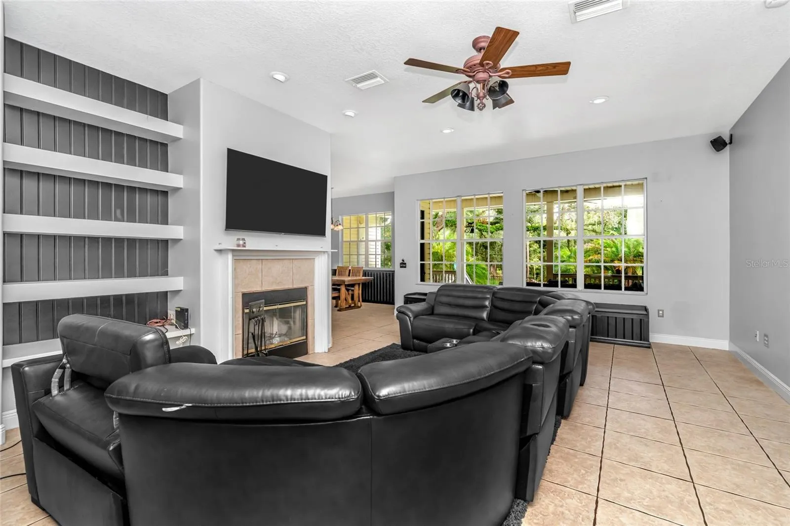 Living room with fireplace