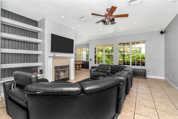 Living room with fireplace