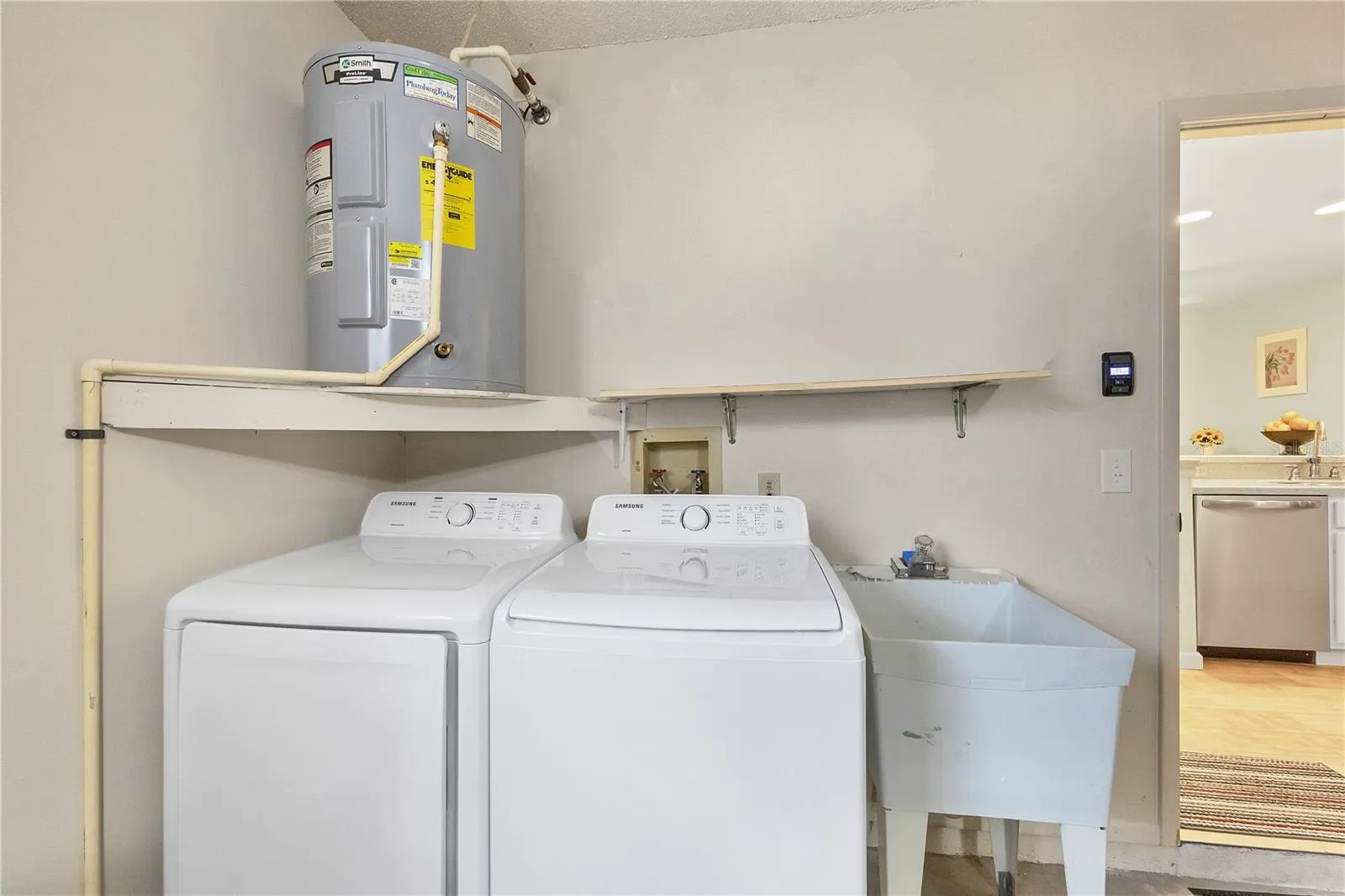 Washer and dryer area off kitchen