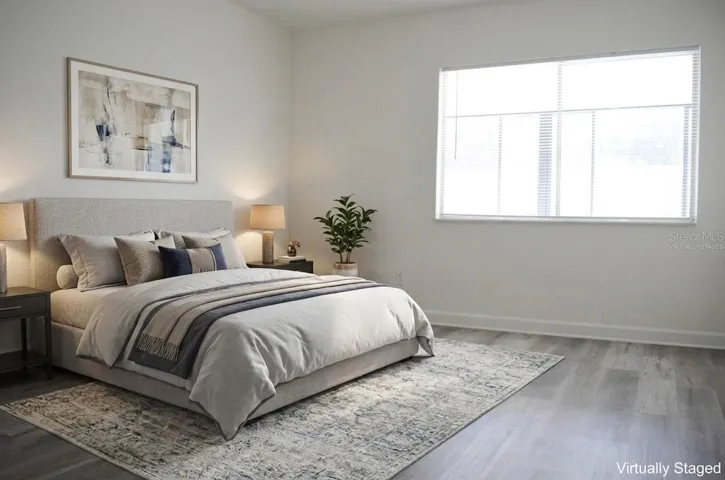 virtually staged primary bedroom