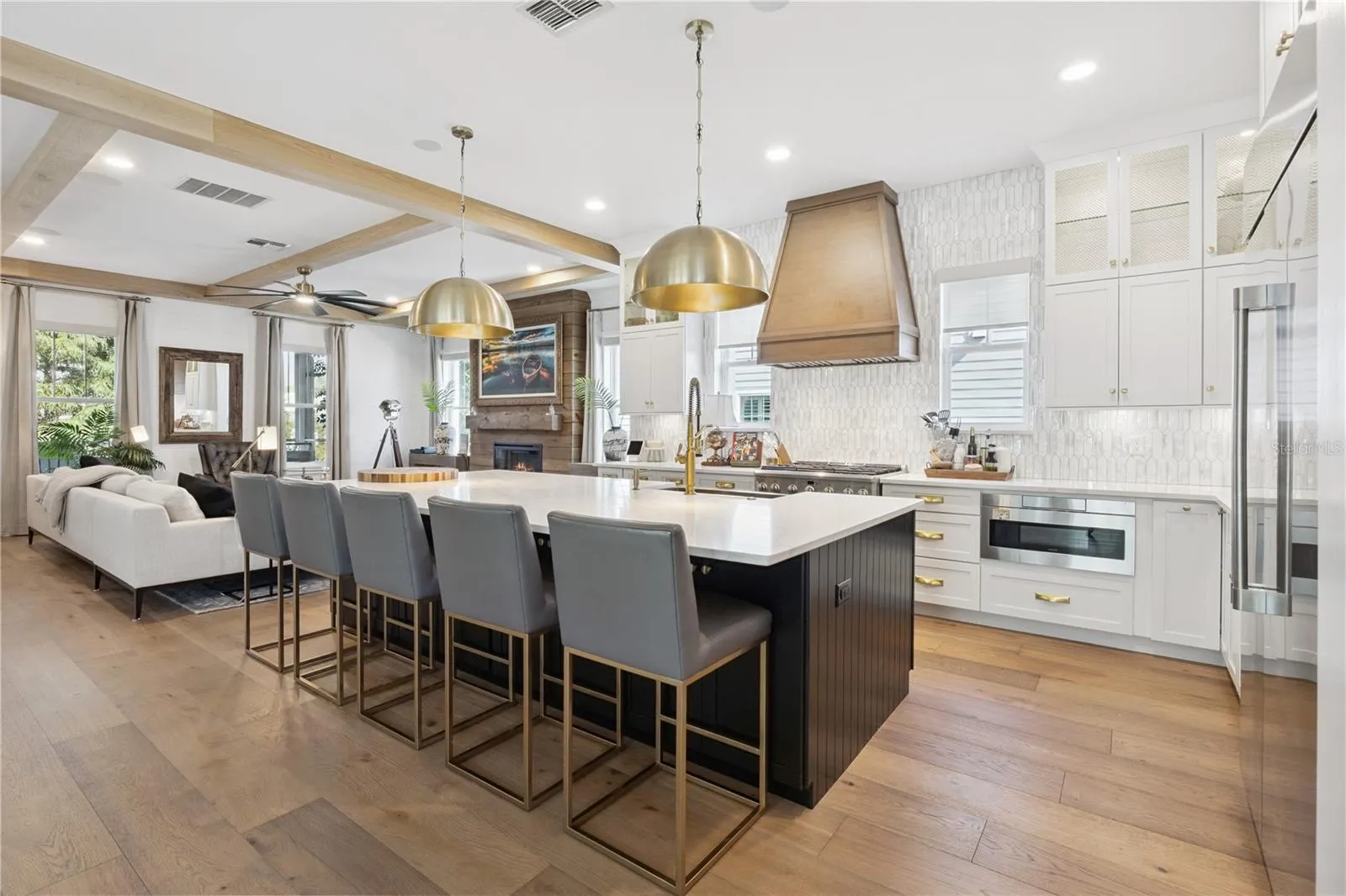 Open concept kitchen, living and dining room