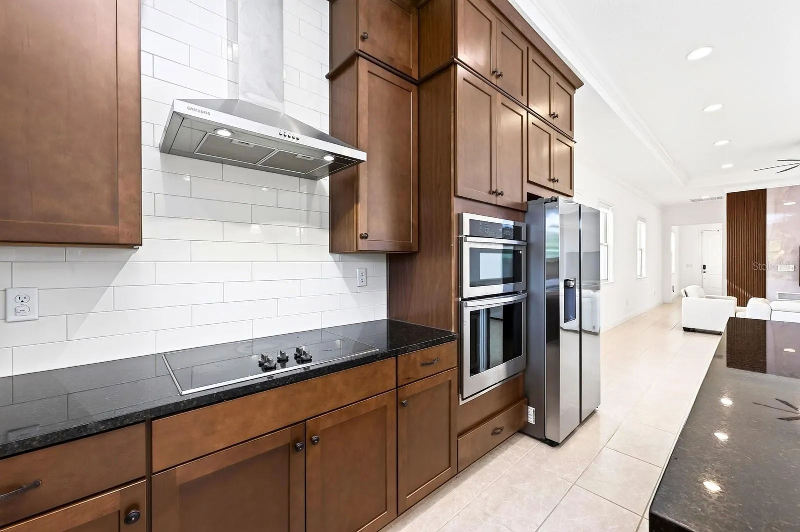 Upgraded stainless steel appliances.