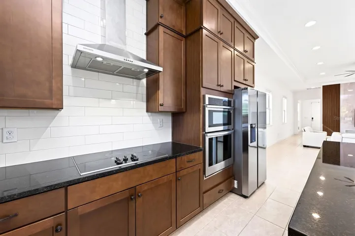Upgraded stainless steel appliances.
