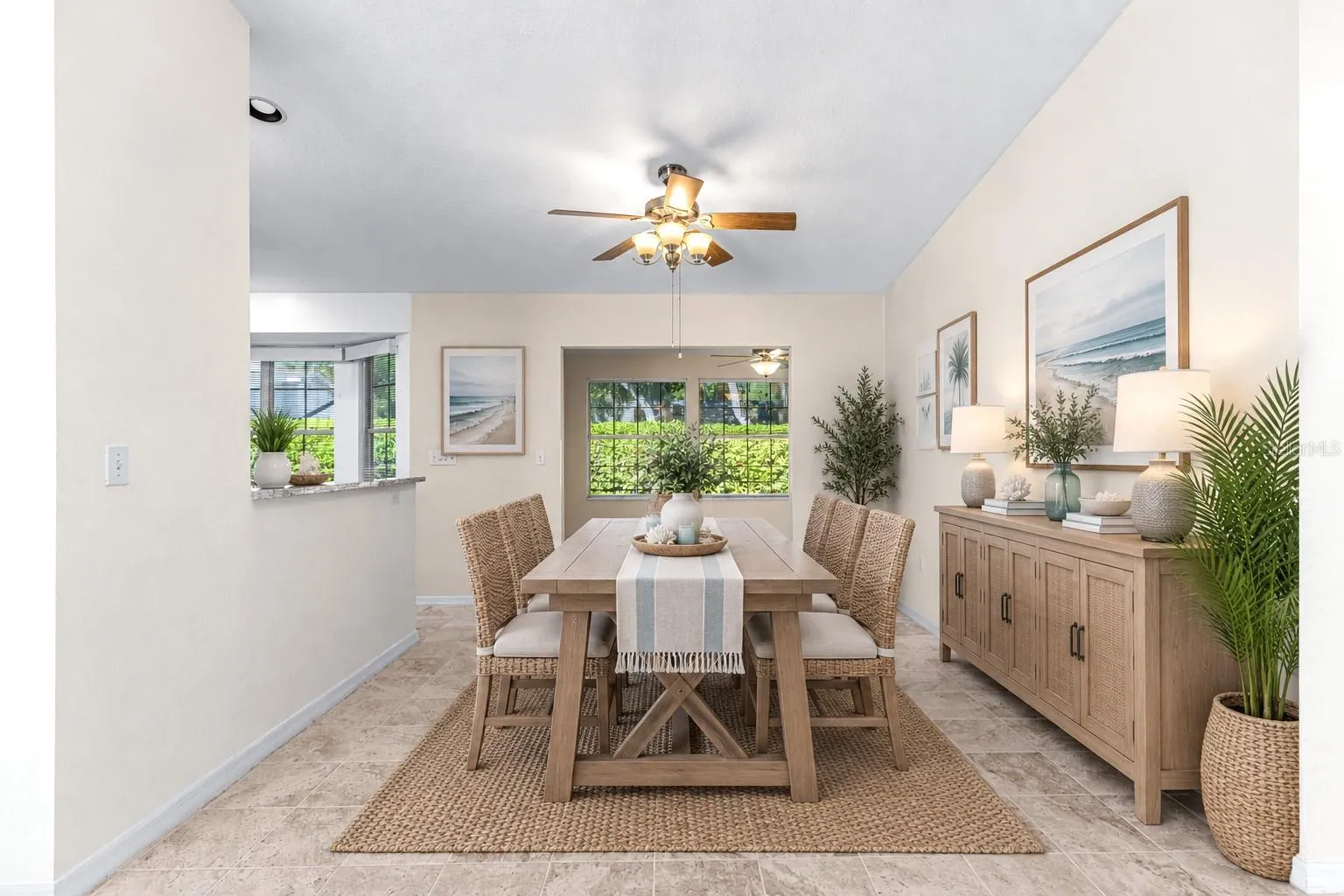 Staged dining room