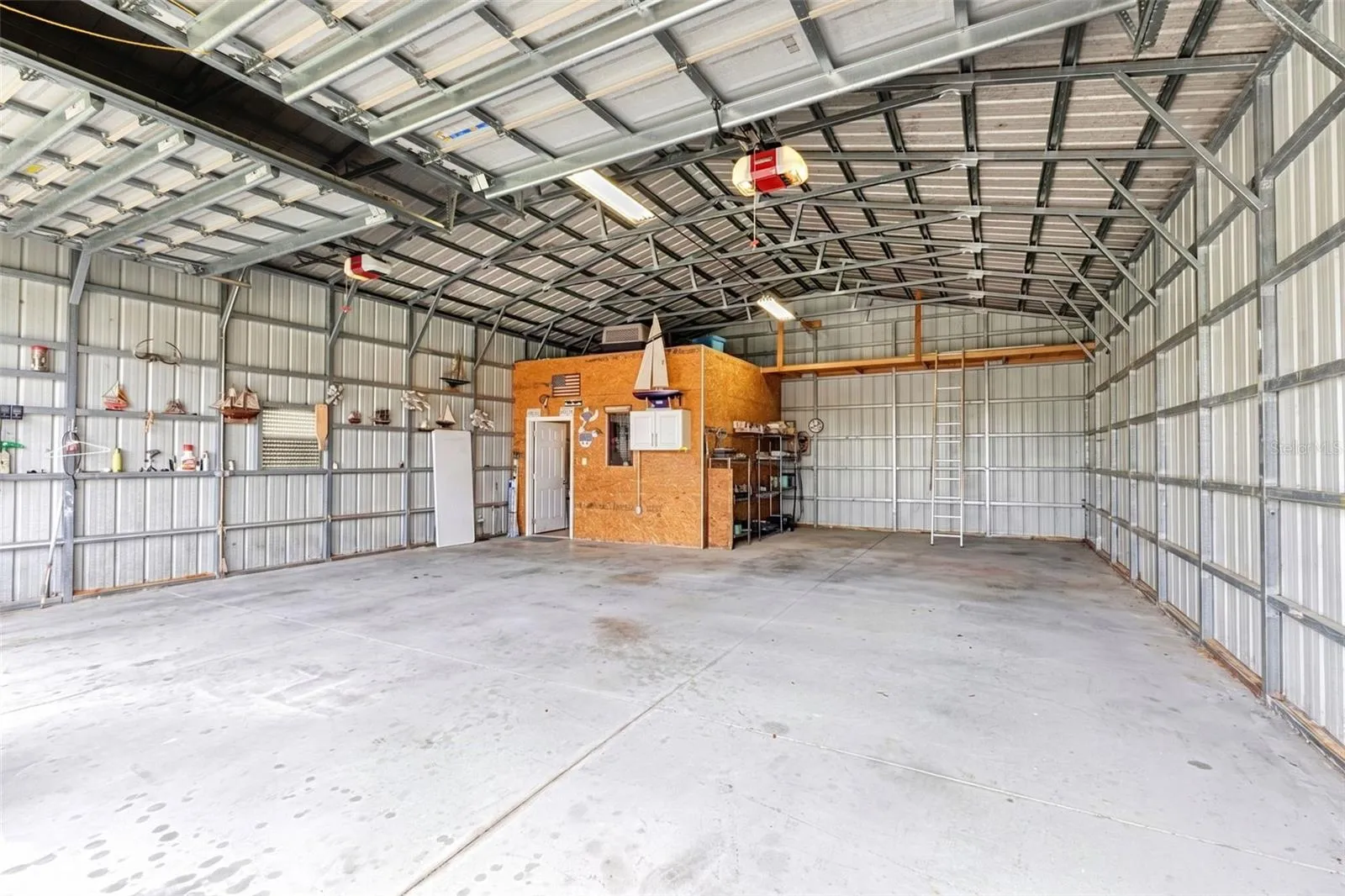 Garage workshop with air conditioned office space