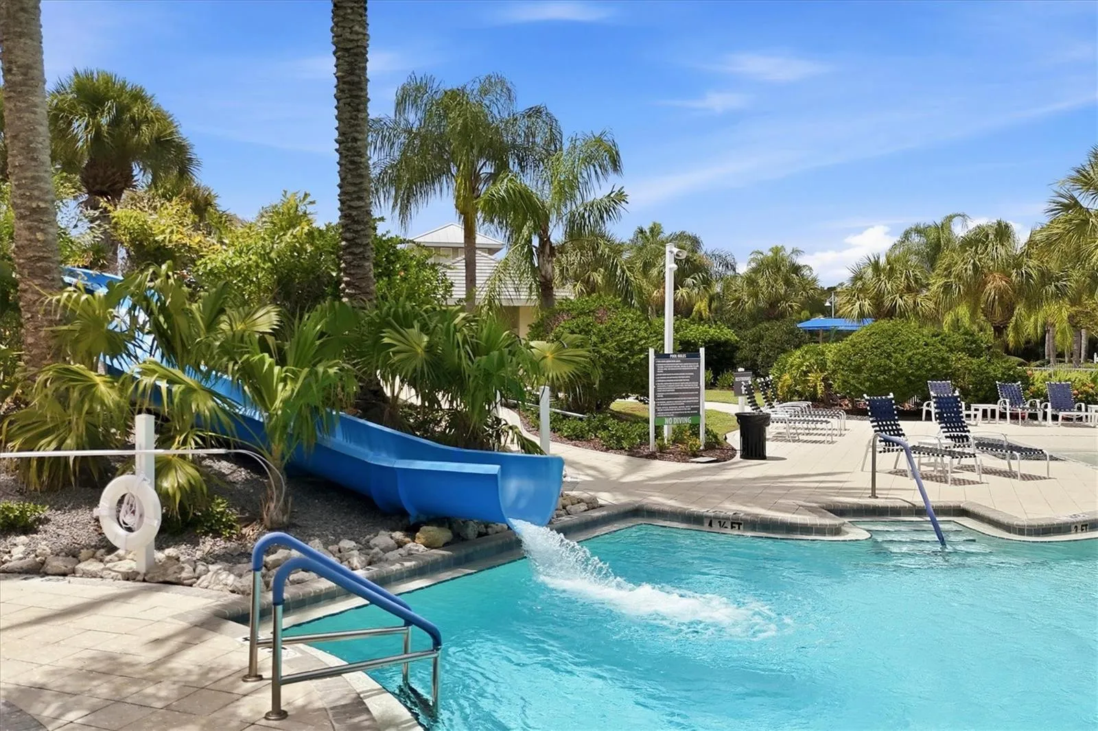 Slide pool located at one of the community pools.