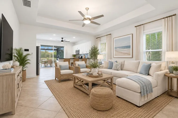 Open Living Room- Virtually Staged