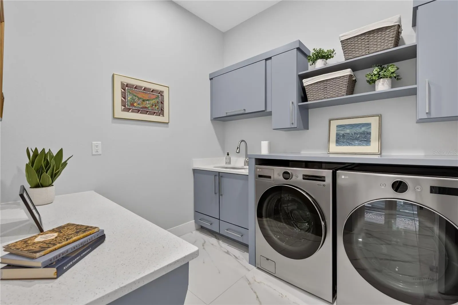 Laundry Room with Built-In Desk, Cabinets & Sink