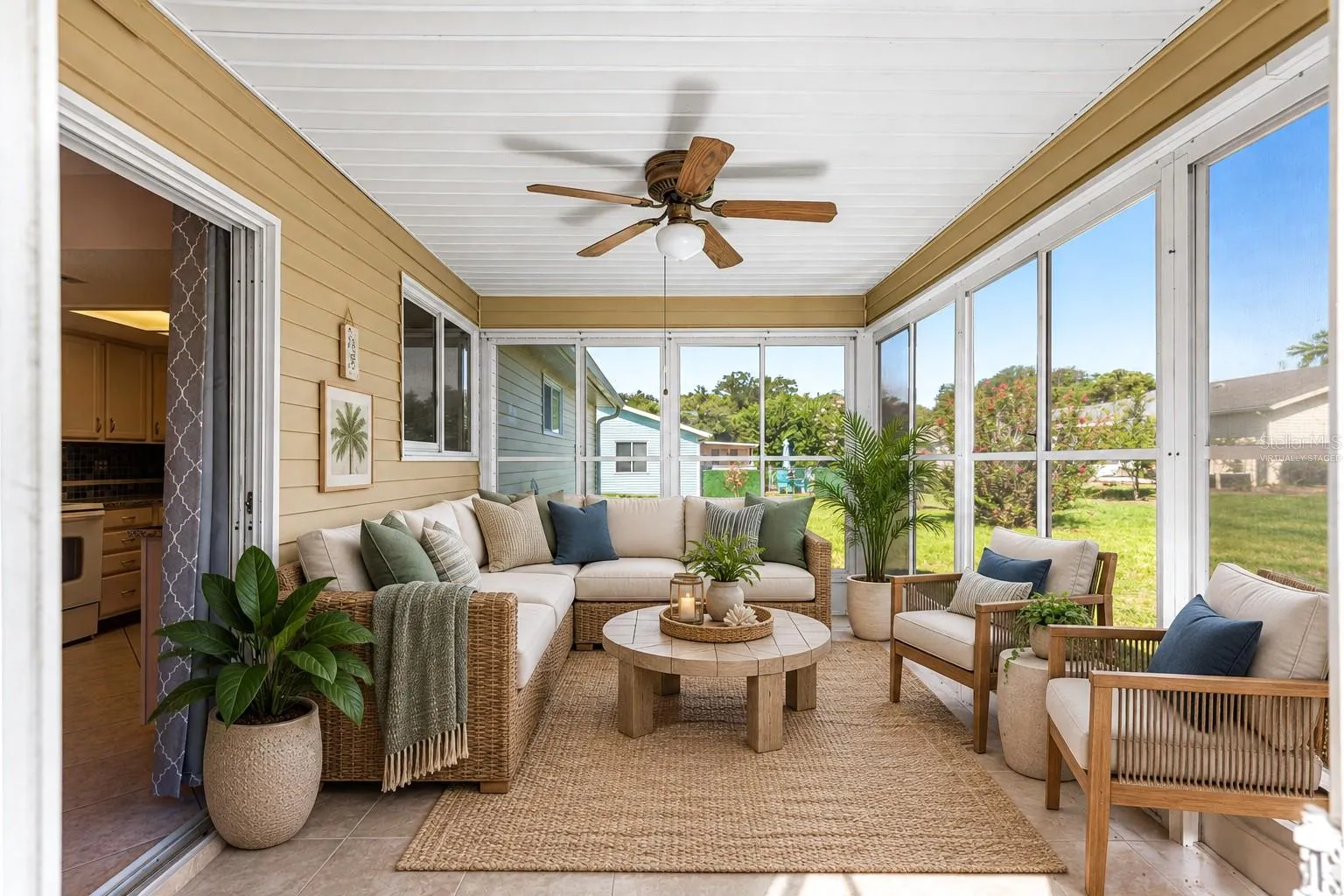 Virtually staged vinyl enclosed porch