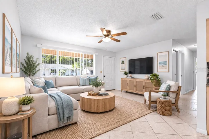 Virtually staged living room
