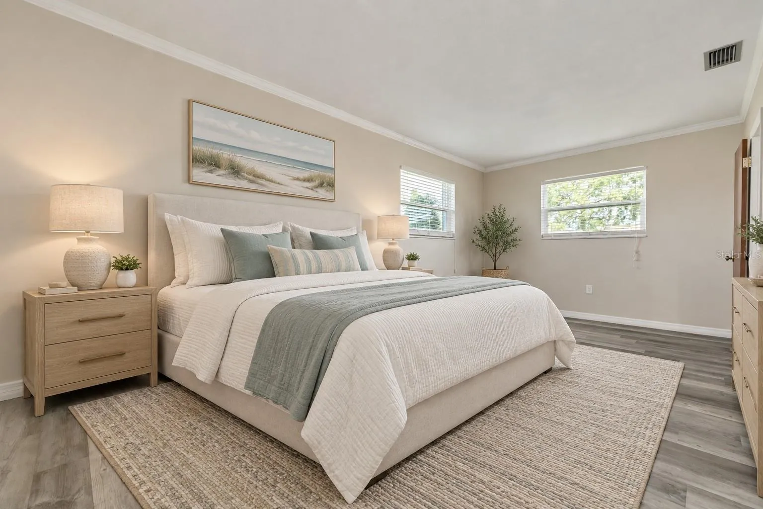 primary bedroom staged