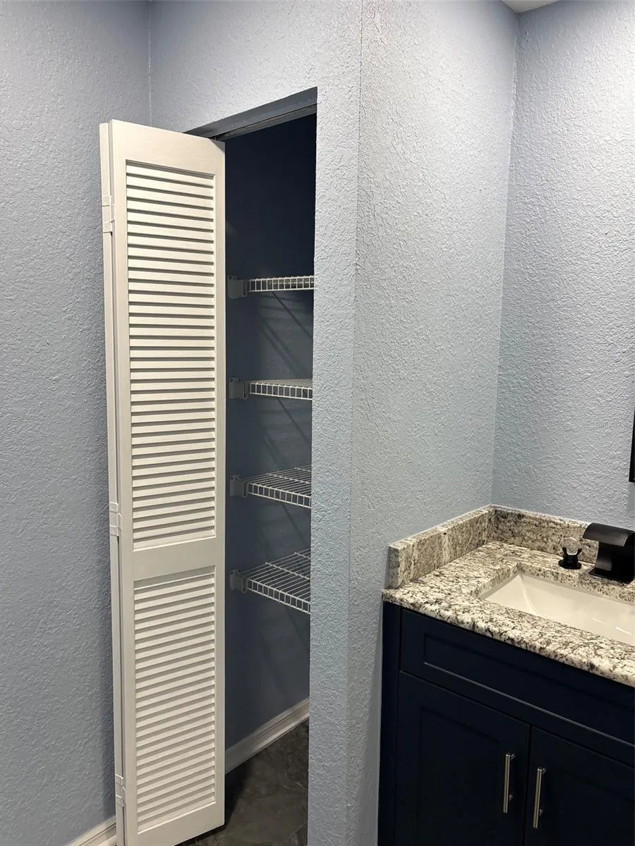 Primary bathroom linen closet
