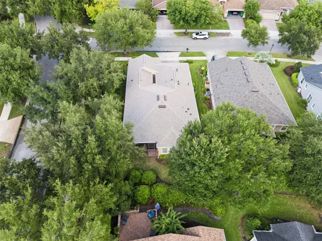 Aerial view from behind the home