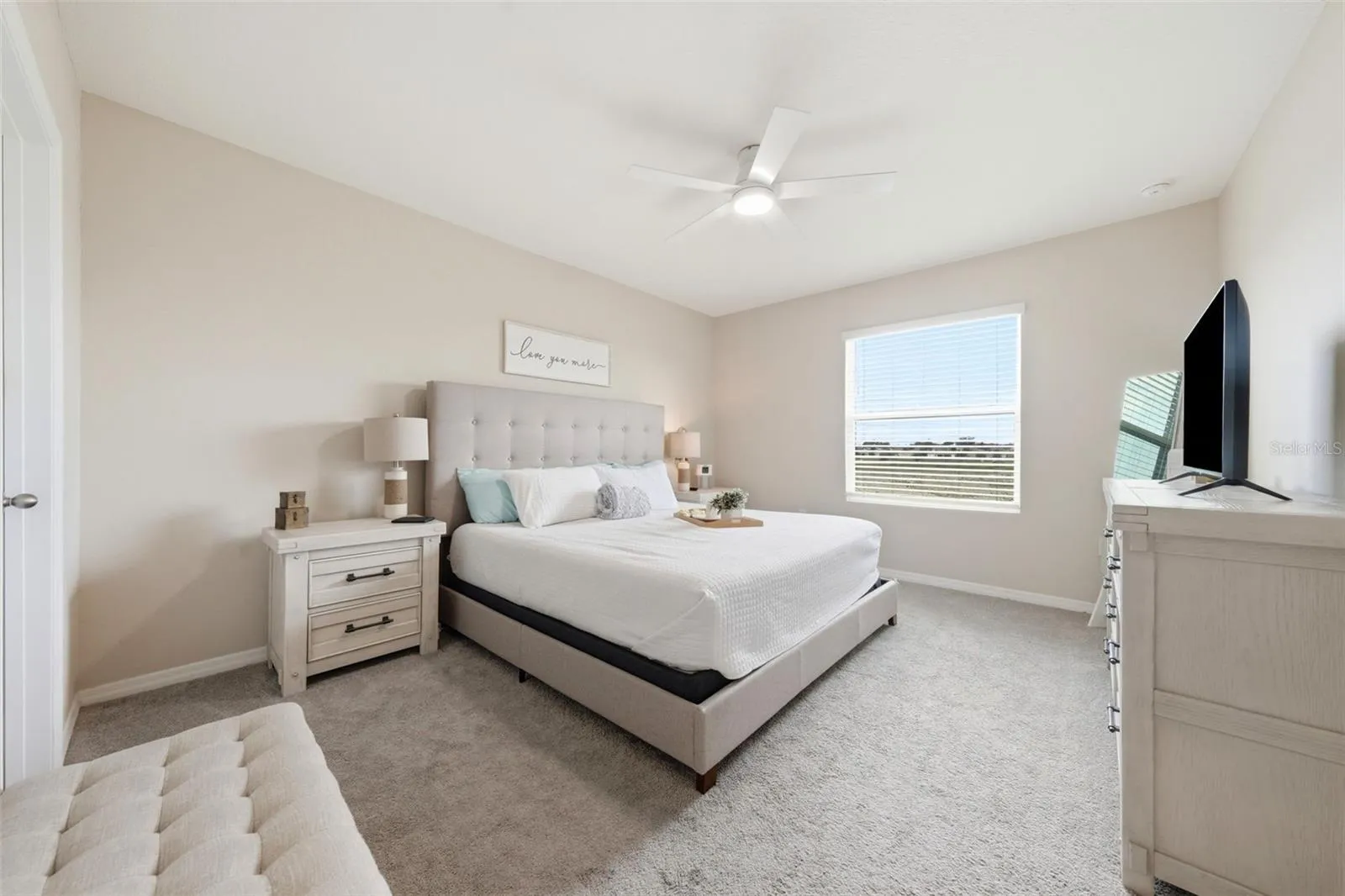 Primary Bedroom has plenty of room for a King bed, 2 dressers, 2 nightstands and more... an additional walk-in closet.