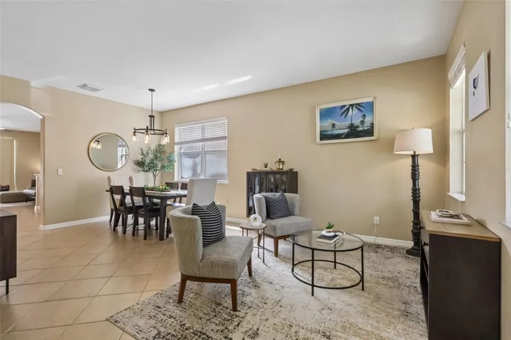 Formal living and dining rooms at the front of the home