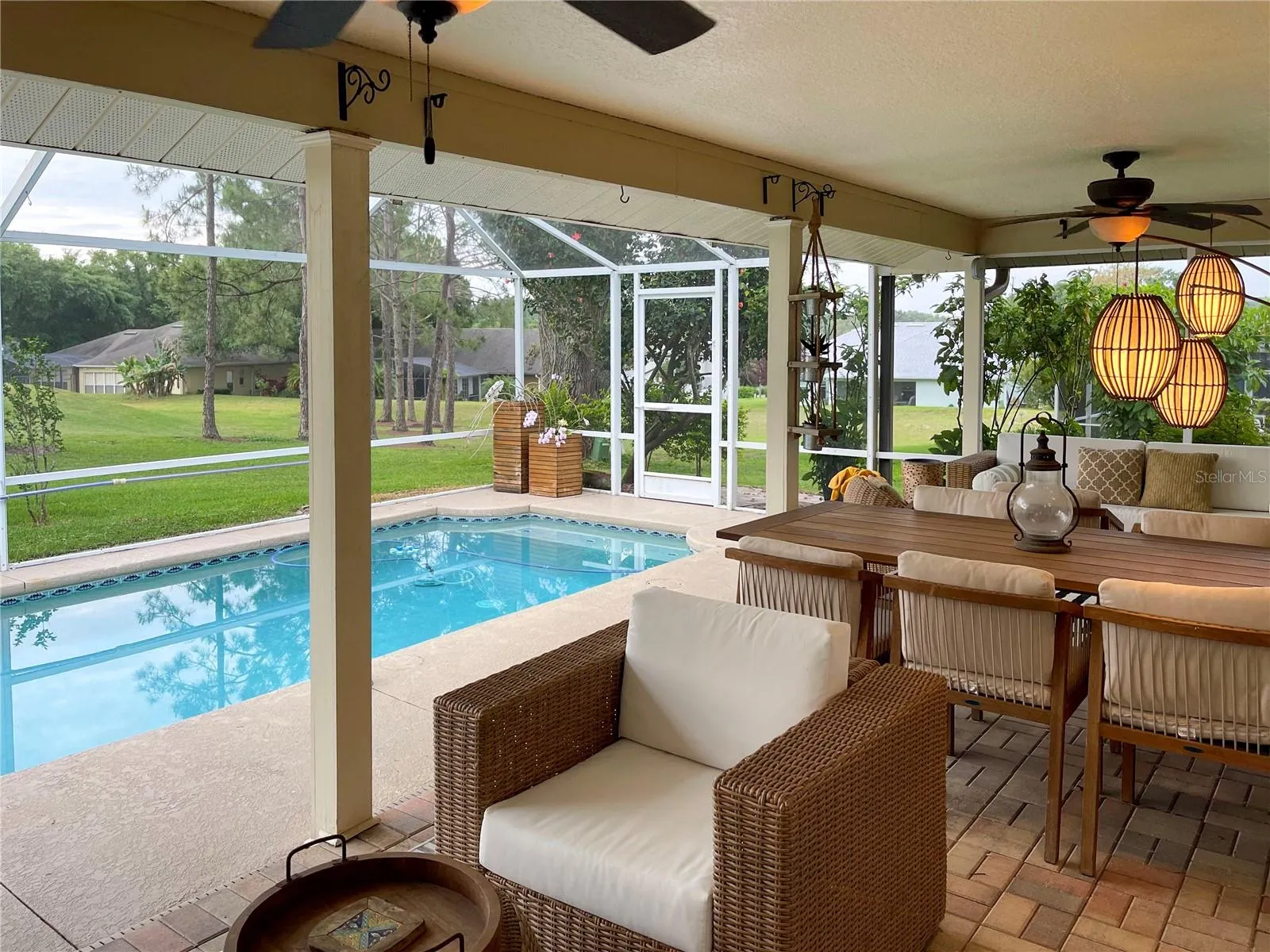 Screened heated pool.