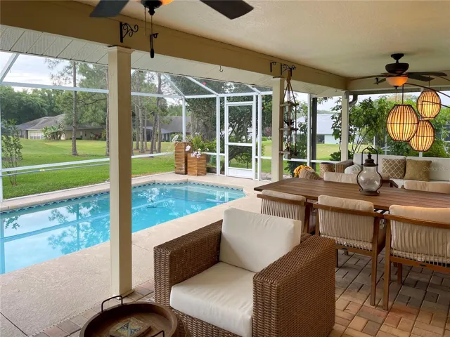 Screened heated pool.