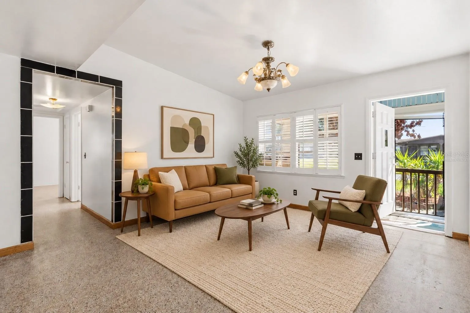 Living room virtually staged