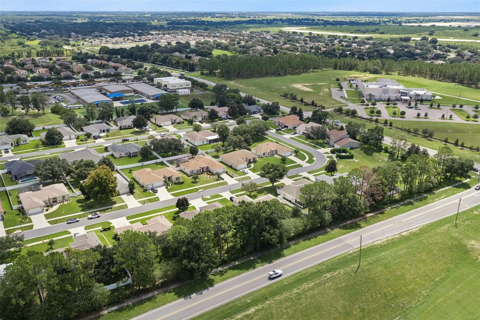 Aerial showing Imagine Academy walking /biking distance!