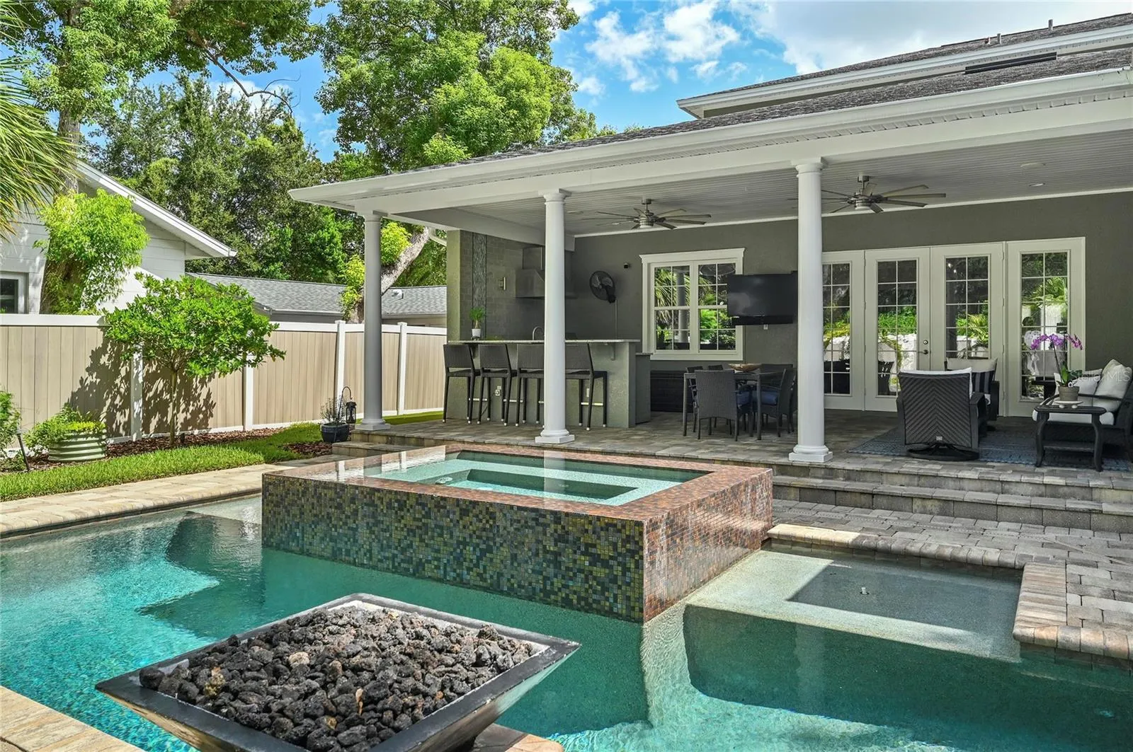 The backyard is truly a private oasis.