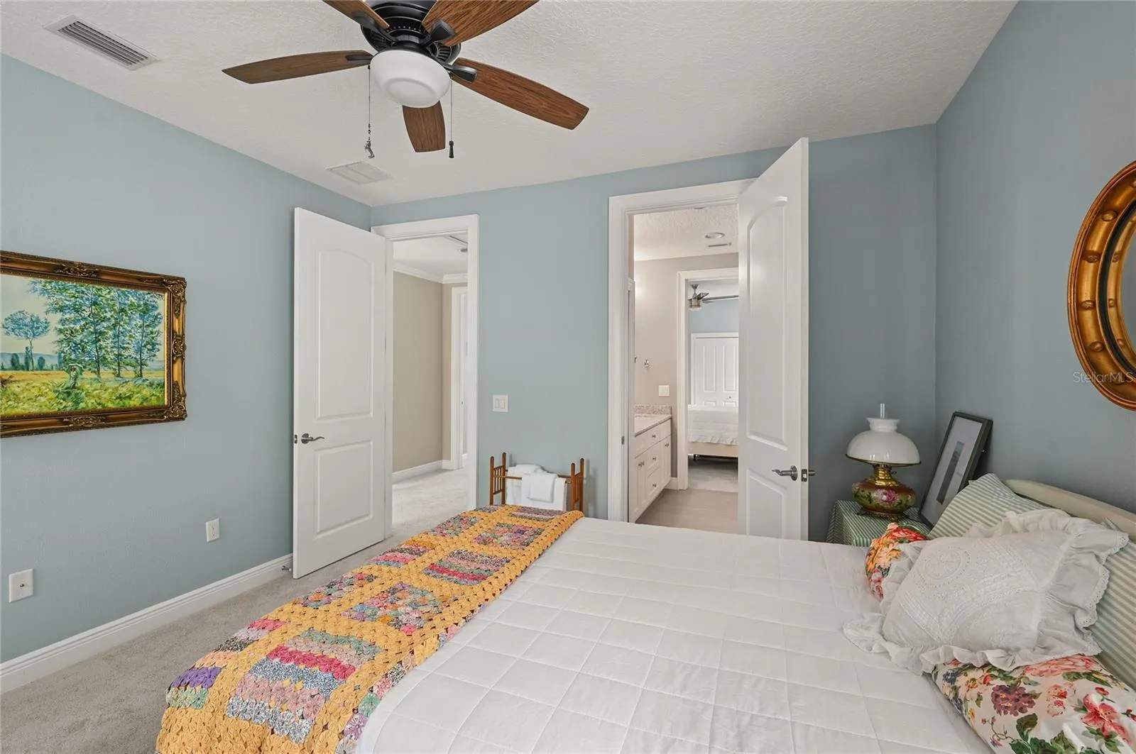 The three upstairs bedrooms all open out to the landing at the top of the stairs.