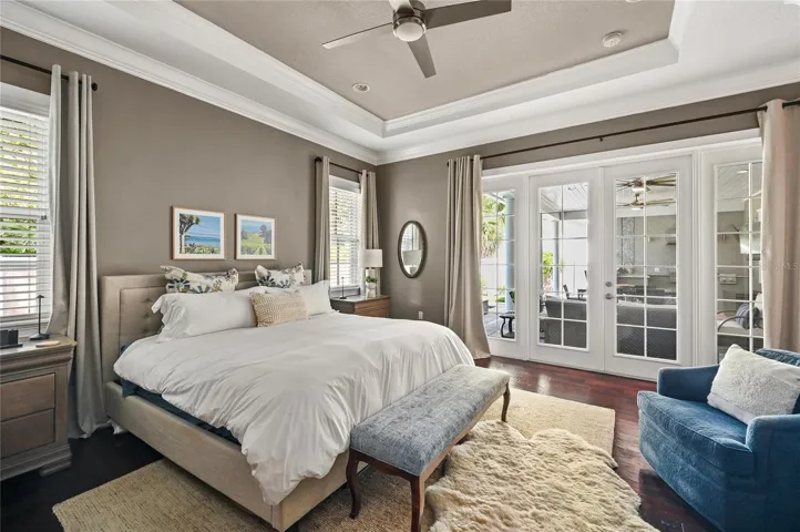 Large french doors and windows create a delightful space.