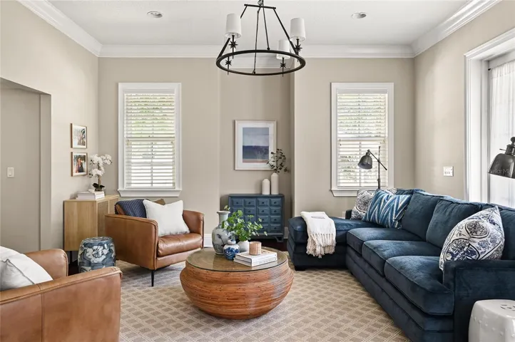 This living room gets wonderful morning sun and makes a great place to start the day with a cup of coffee by the window.