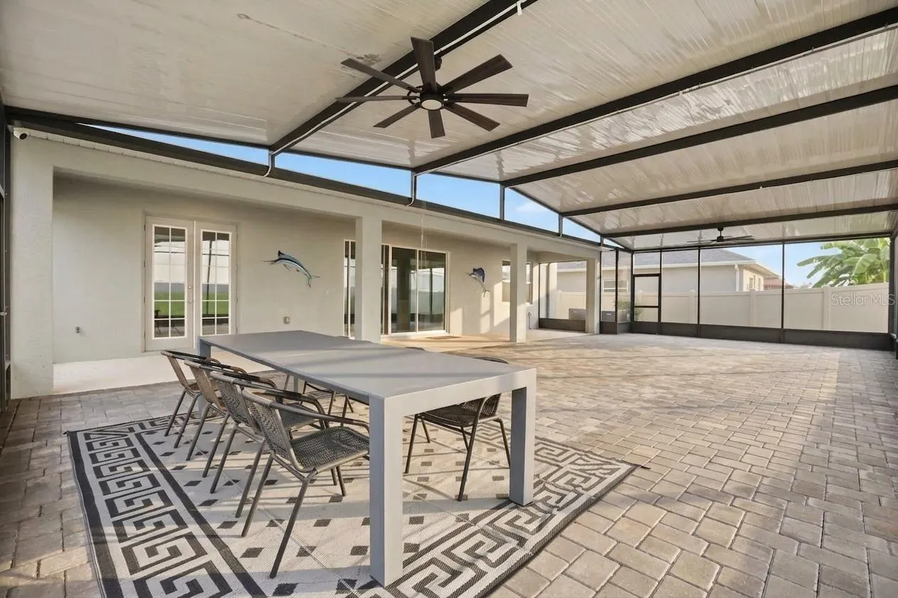 Paver Lanai with LED lighting and ceiling fans