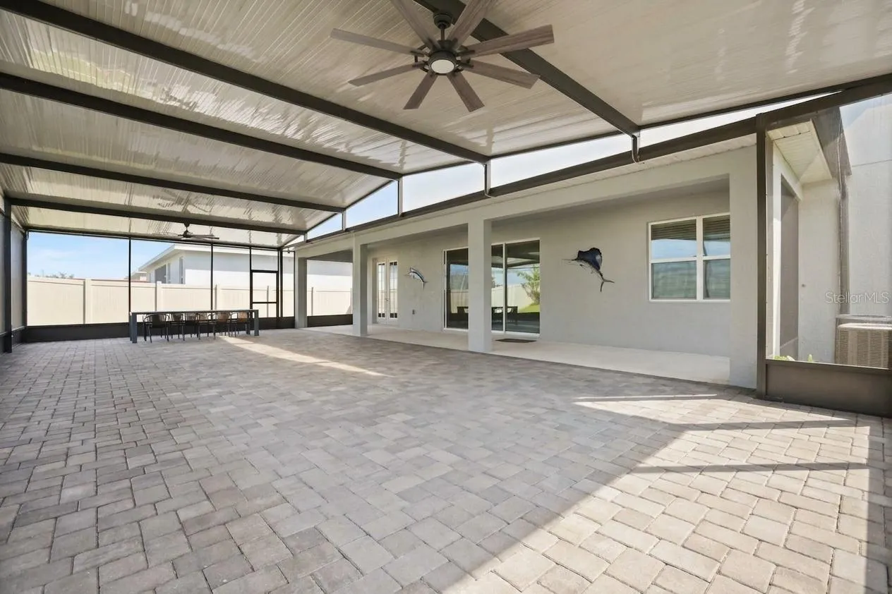 Paver Lanai with LED lighting and ceiling fans
