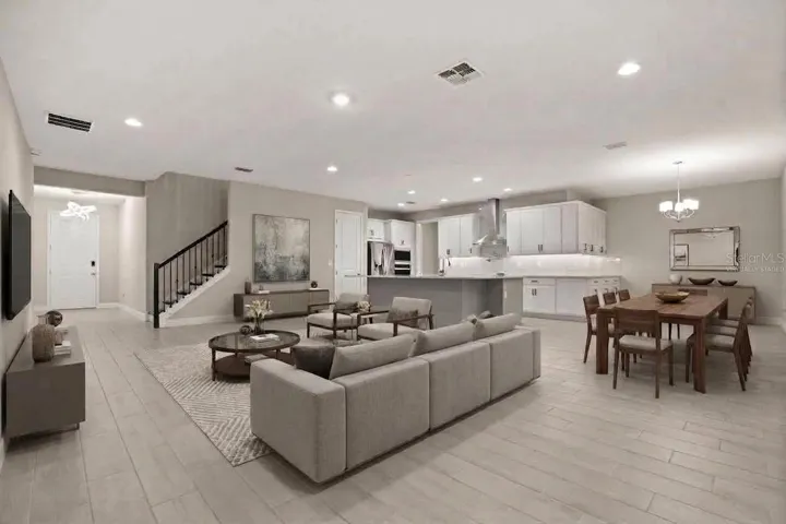 Open floor plan virtually staged