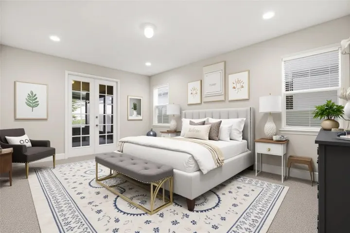Master bedroom on the first floor virtually staged